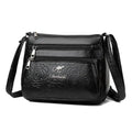 Elegant PU Leather Buying Vegetable Bag Large Capacity Black Middle-aged Mother's Bag Multi-layer Shoulder Messenger Bag Woman Quake A