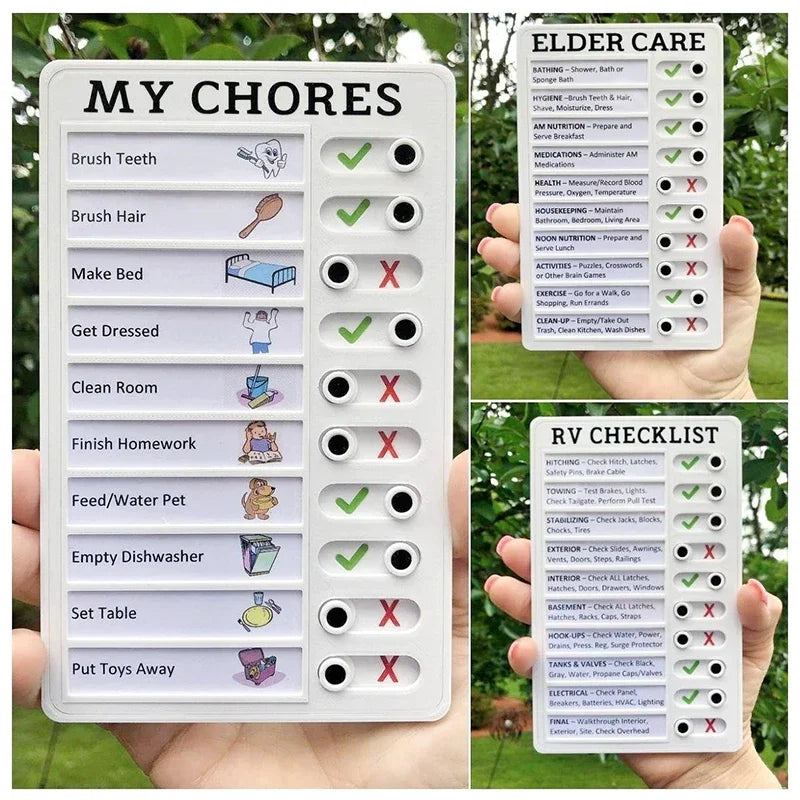 Reusable My Chores Checklist Daily Planner Memo Plastic Board Chore Chart Responsibility Behavior for Kid Self-discipline Card Quake