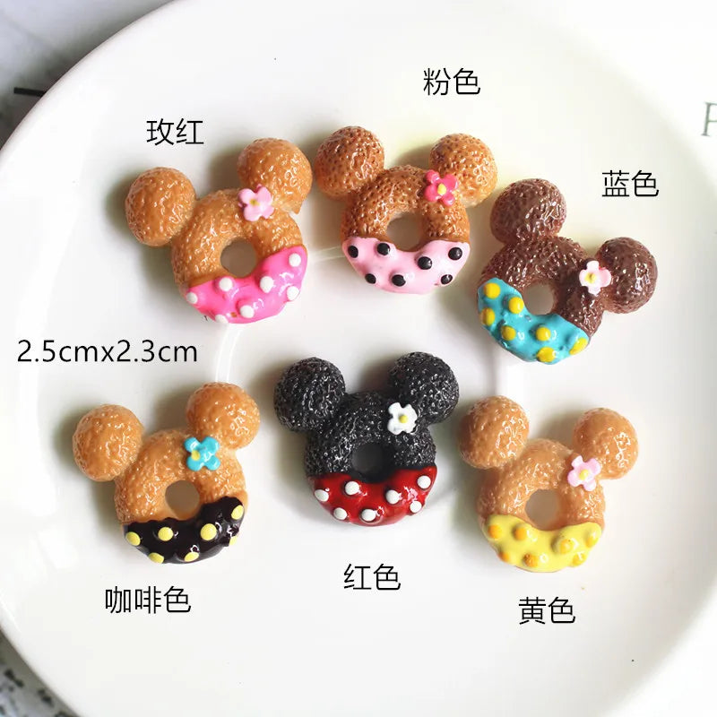 20pcs Resin Chocolate Mouse Head Doughnut Cabochon Cakes Flatback Stone Figurines Scrapbook DIY Craft Home Decor Accessories Quake