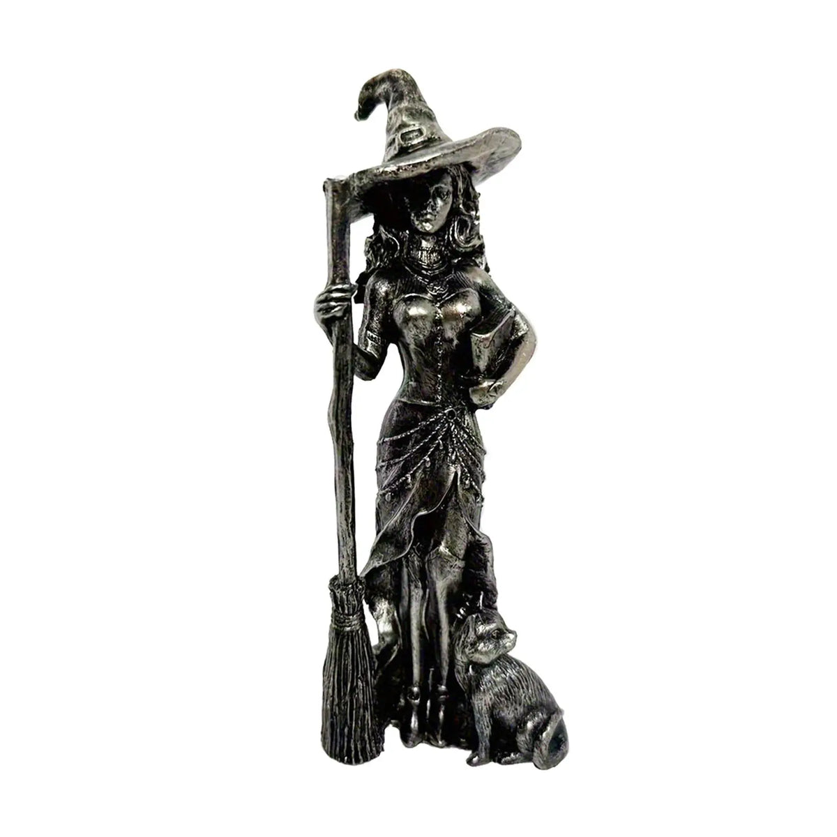 Halloween Figurine Witch Statue Witch Figurine Resin Tabletop Ornament Halloween Decor for Shelf Home ,Desk, Living Room Bedroom Quake Take a broom