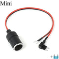 16AWG Pure Copper Car Cigarette Lighter Female Socket Adapter Cable Vehicle Power Plug Connector For 12V Car Accessories Wiring Quake Mini 2PCS 1M