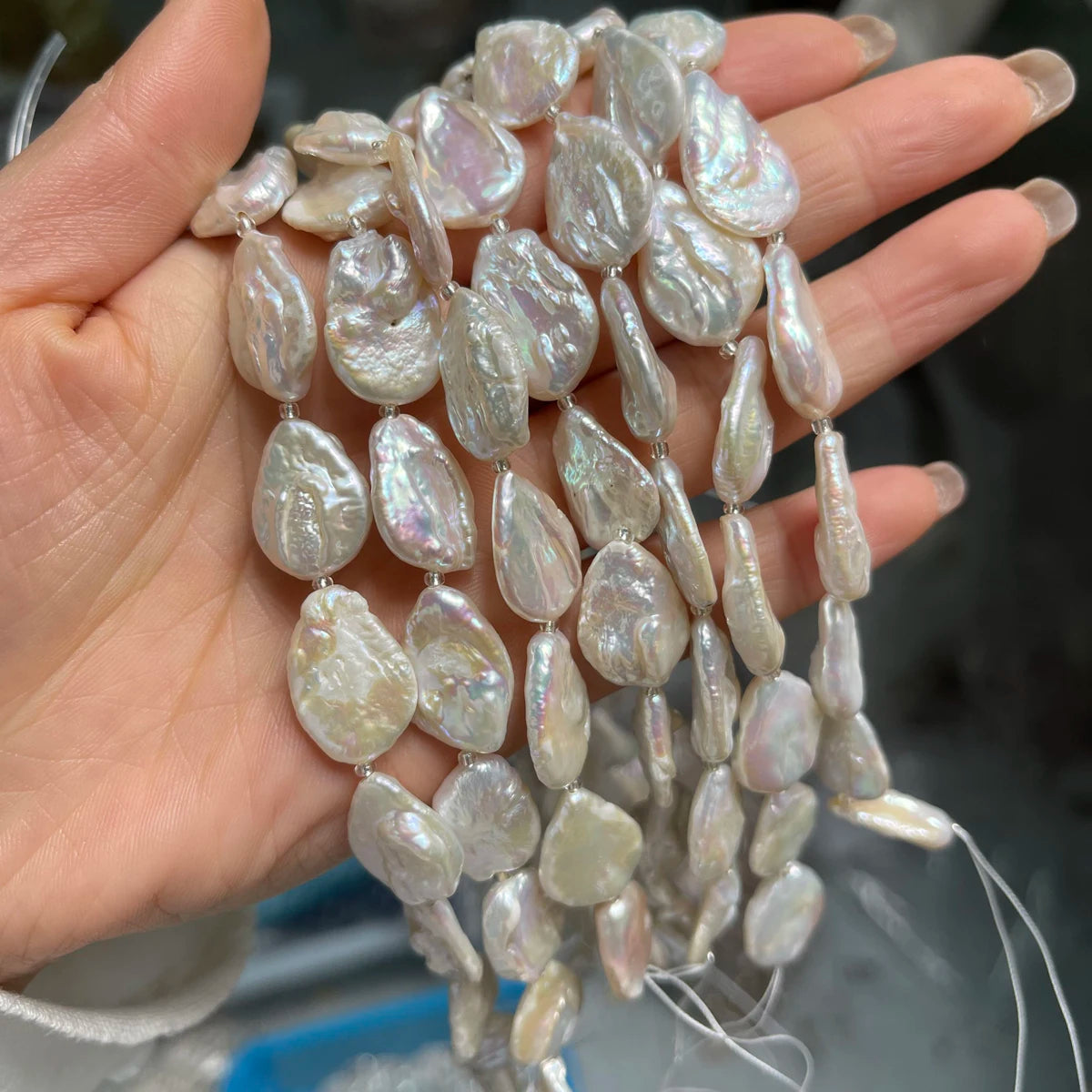 White Pearl Natural Freshwater Drop-Shaped Pearl For Jewelry Making DIY Necklace Earrings Bracelet Accessory Length 18cm Quake