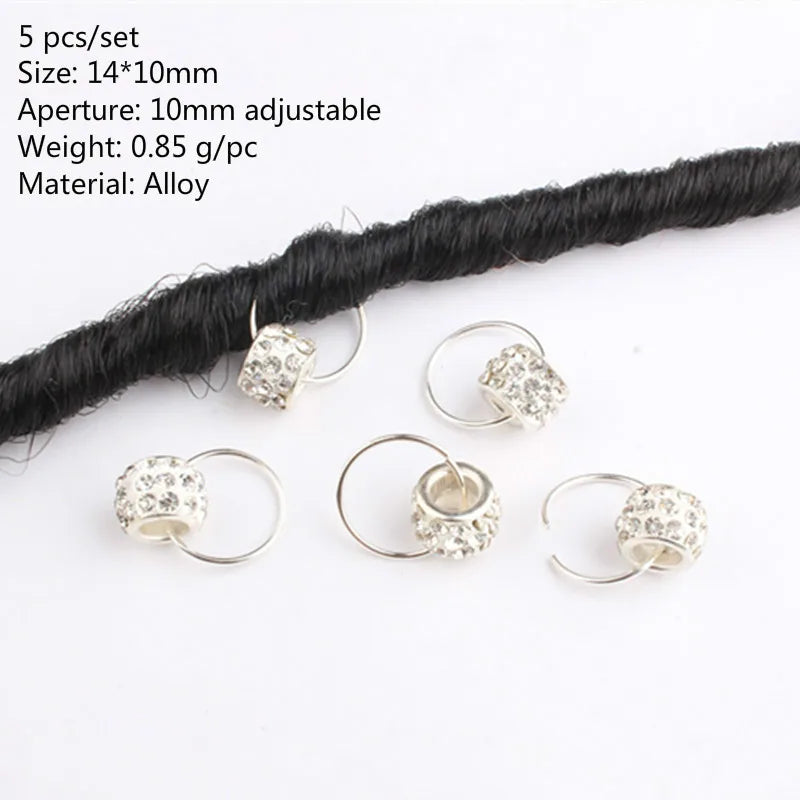 5-10pcs/set Hair Braids Tools Hair Accessories Personality DIY Pendant Coin Ring Leaves Pendant Rings Decor Braiding Hair Braids Quake 5pcs NO.34
