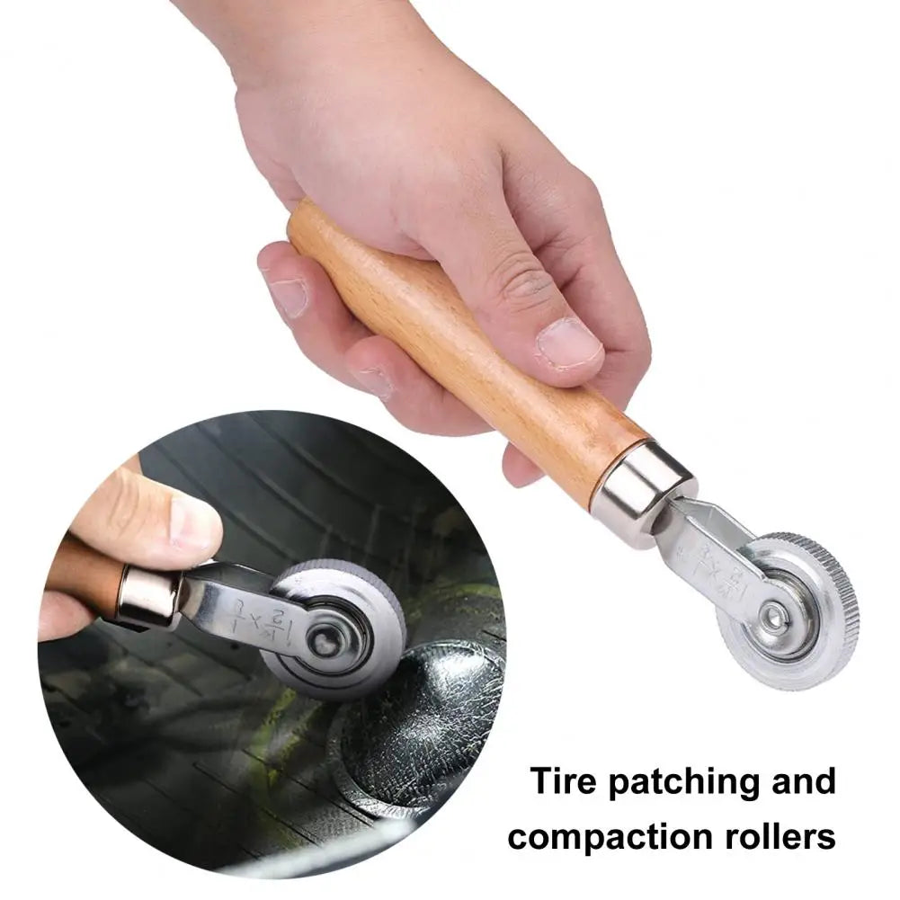Motorcycle Tire Flat Roller Smooth Rolling Stable Wood Handle Anti Corrosion Tire Patch Roller for Workshop Quake