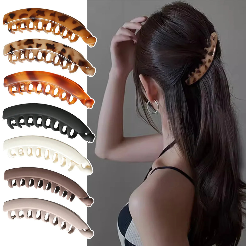 Leopard Print Large Banana Clip Vertical Hairpin Korean Fashion Simple Ponytail Clip Back of The Head Grip Clip Hair Accessories Quake