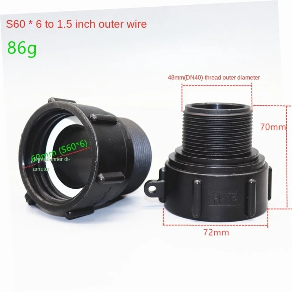 S60 IBC Ton Barrel Connector IBC Plastic IBC Tank Adapter Fine Thread Accessories Hose Connector Ton Barrel Quake