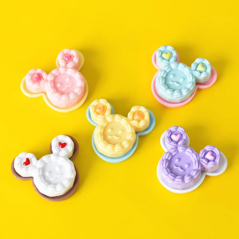 10Pcs Cute Cartoon Mouse head Plate Flatback Resin Cabochon Dollhouse Plays Toy Craft DIY Decoration Making Accessories Quake