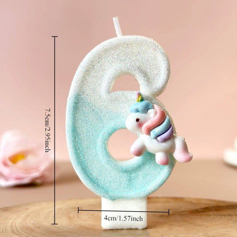 Cartoon Unicorn Digital Candle Birthday Candle Party Festival Cake Decoration Atmosphere Props Quake G