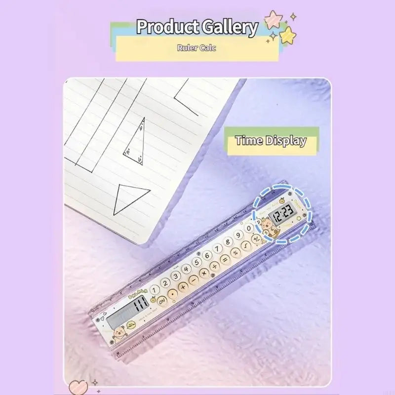 Measuring Calculator with Clear Display and Clock, Desk Scale Tool for Students, Classwork, Office and Drawing K1KF Quake