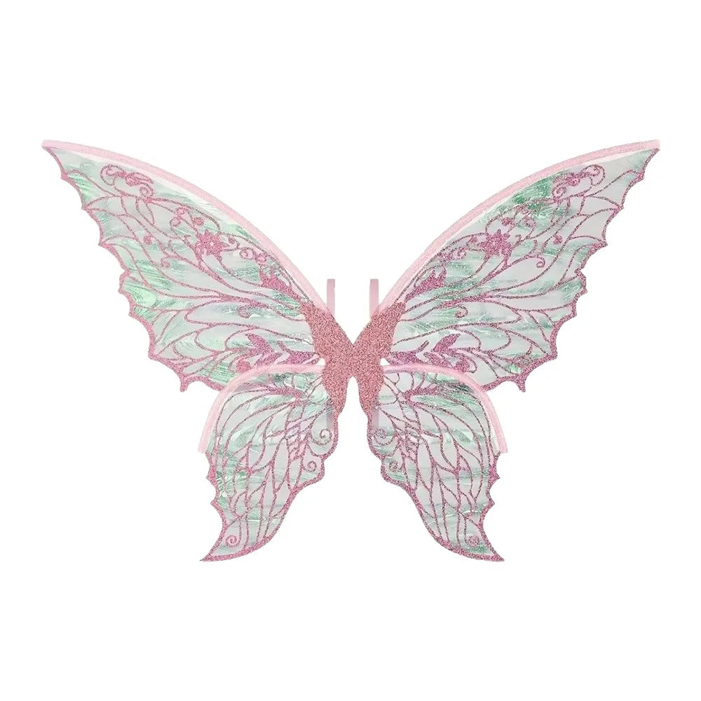 Cute Princess Angel Wing Fairy Wings Organza Dress UP Angel Wings Sparkling Cicada Wing for Women Girls Quake Pink