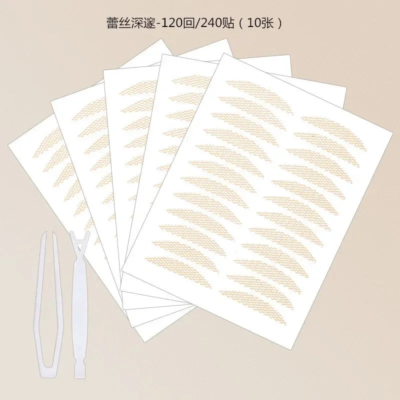 72-240pair Gauze Lace Mesh Olive-shaped Eyelid Paste-shaped Invisible Natural Double Fold Eyelid Shadow Tape Sticker Beauty Tool Quake lsss 120pairs