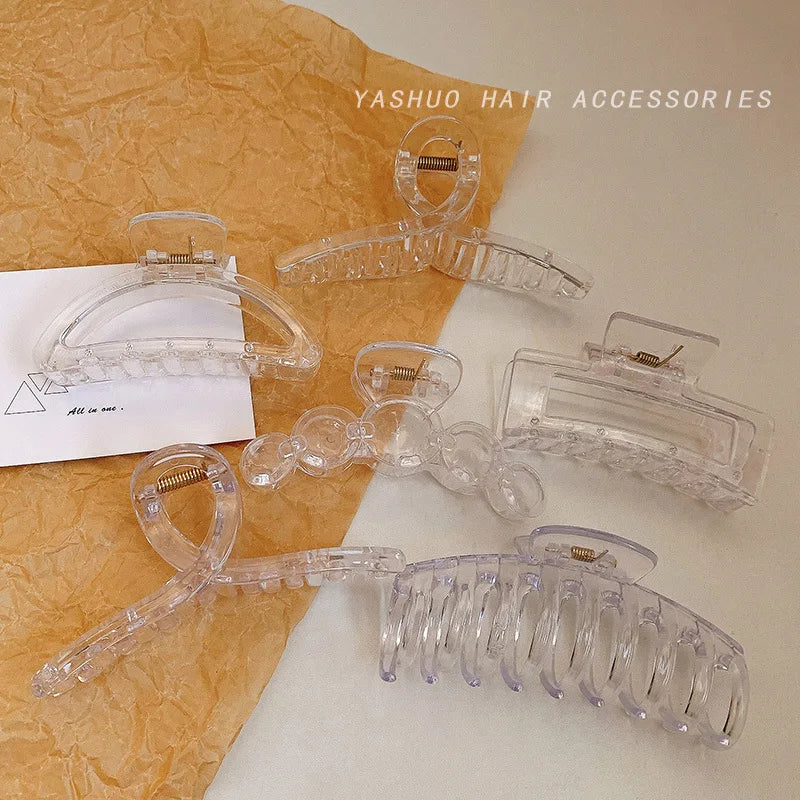 Transparent Grab Clip Korean Simple Large Hairpin Hair Grab Hairpin Bath Styling Tools & Accessories Quake