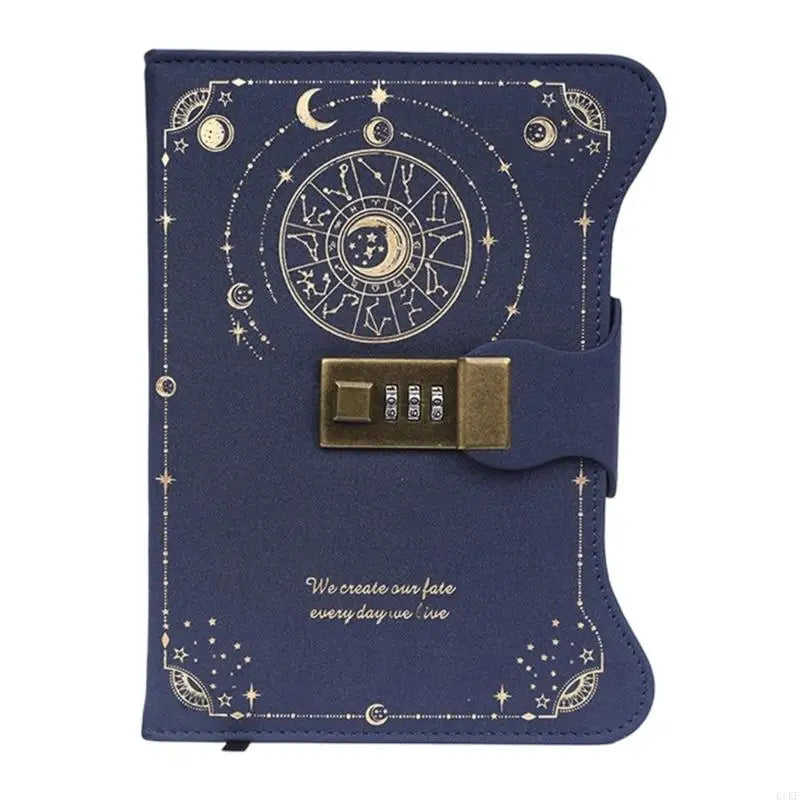 Retro PU Leather Diary with Combination Lock 360 Pages Travel Journal Hardcover Notebook For Daily Writing Note Taking K1KF Quake Blue CN