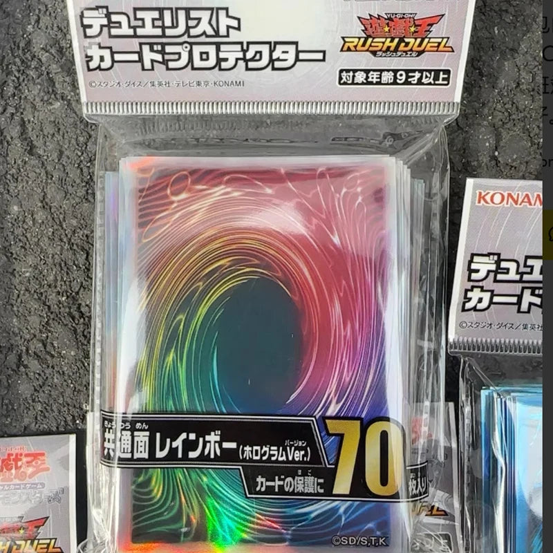 2025 New YuGiOh Duelist Card Sleeves 70pcs 63x90mm HR Holographic Set of 5 Colors Official Anime Protective Sleeves Kids Gift Quake