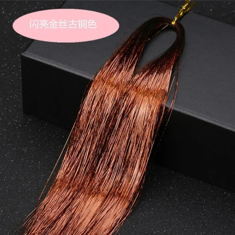93cm/100cm Holographic Hair Extensions Accessories Glitter Hair Tinsel Sparkle Shiny 120 Strands Bling Twinkle Hair Extensions Quake No 17 93 cm
