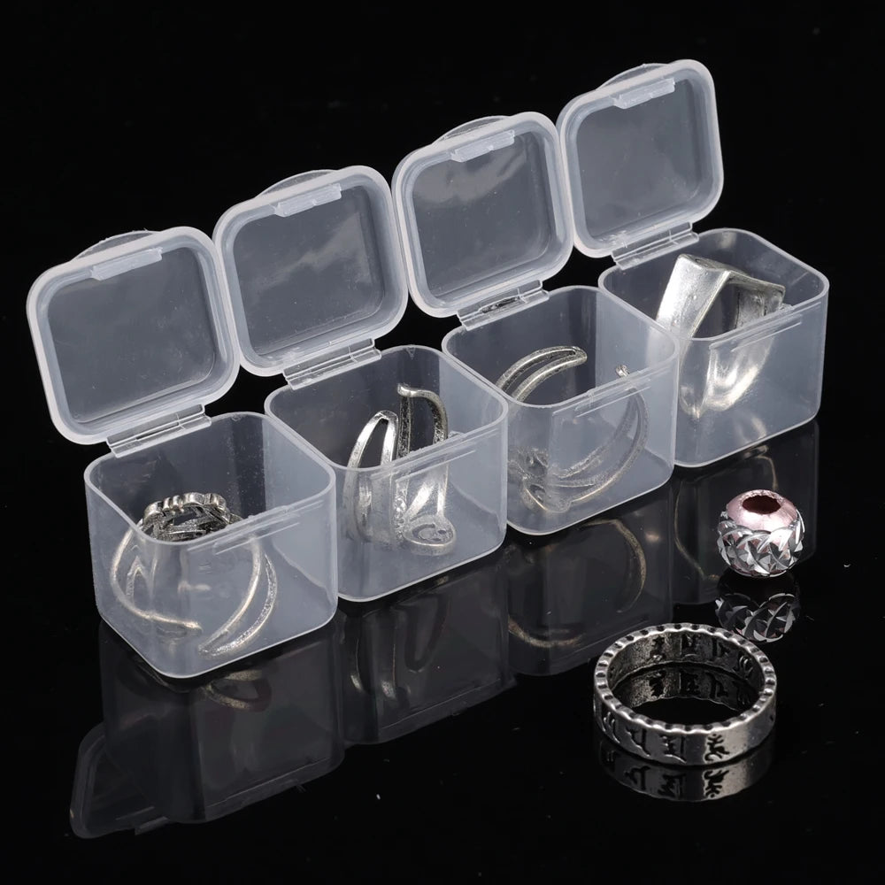 30/1Pcs Transparent Mini Storage Box Portable Square Jewelry Container for Earrings Rings Bead Dustproof Waterproof Storage Box Quake