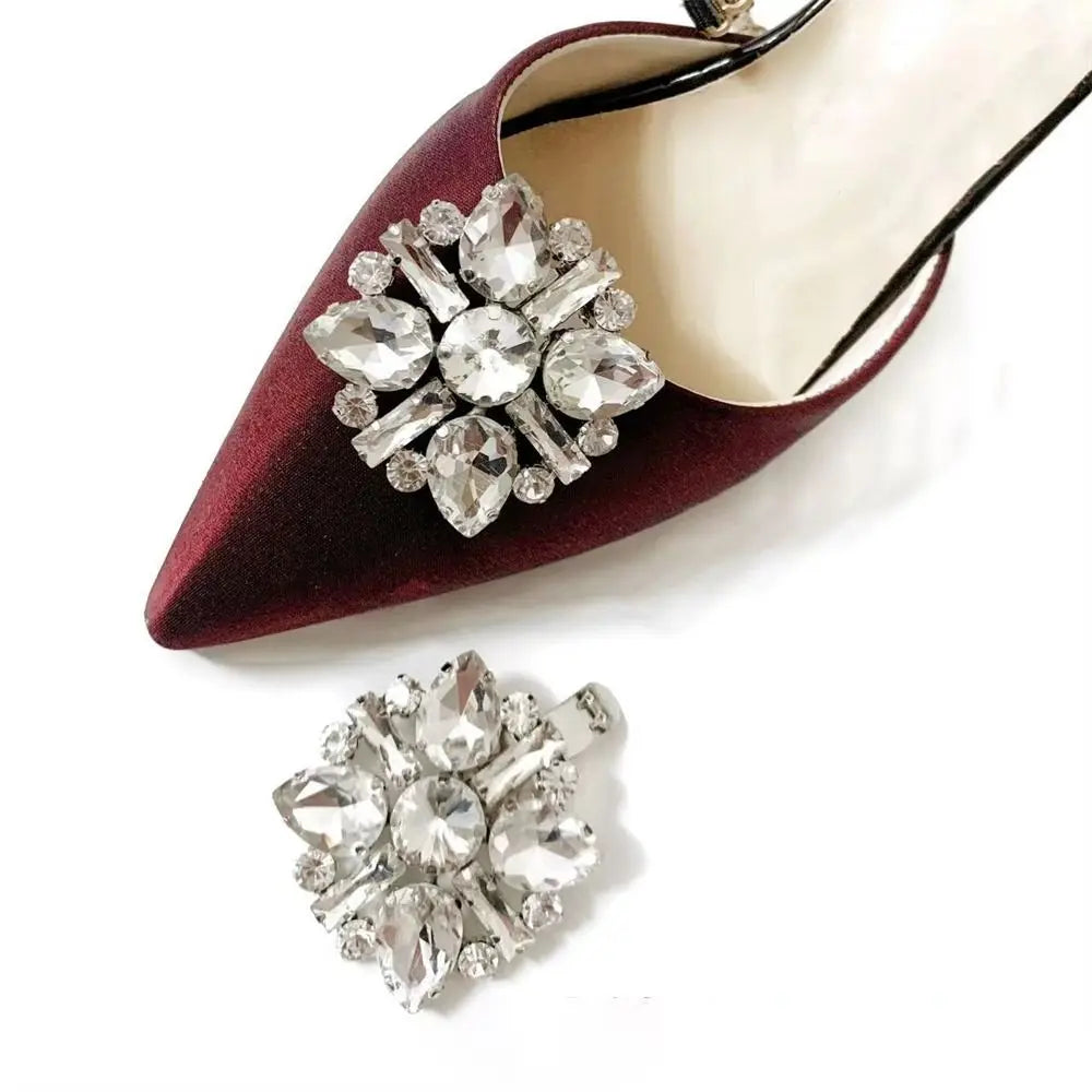 1Pcs Removable Shoe Clips Wedding Bride Shoes Decoration Women High Heel Charms Jewelry Rhinestones Crystal Shoes Decoration Quake