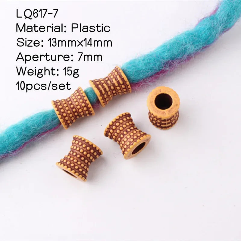 10pcs Hair Beads Rings Beads Braiding Hair Clips for Women Girls Cuffs Tubes Charms Dreadlock Hair Styling Tools Accessories Quake 10pcs LQ617-7