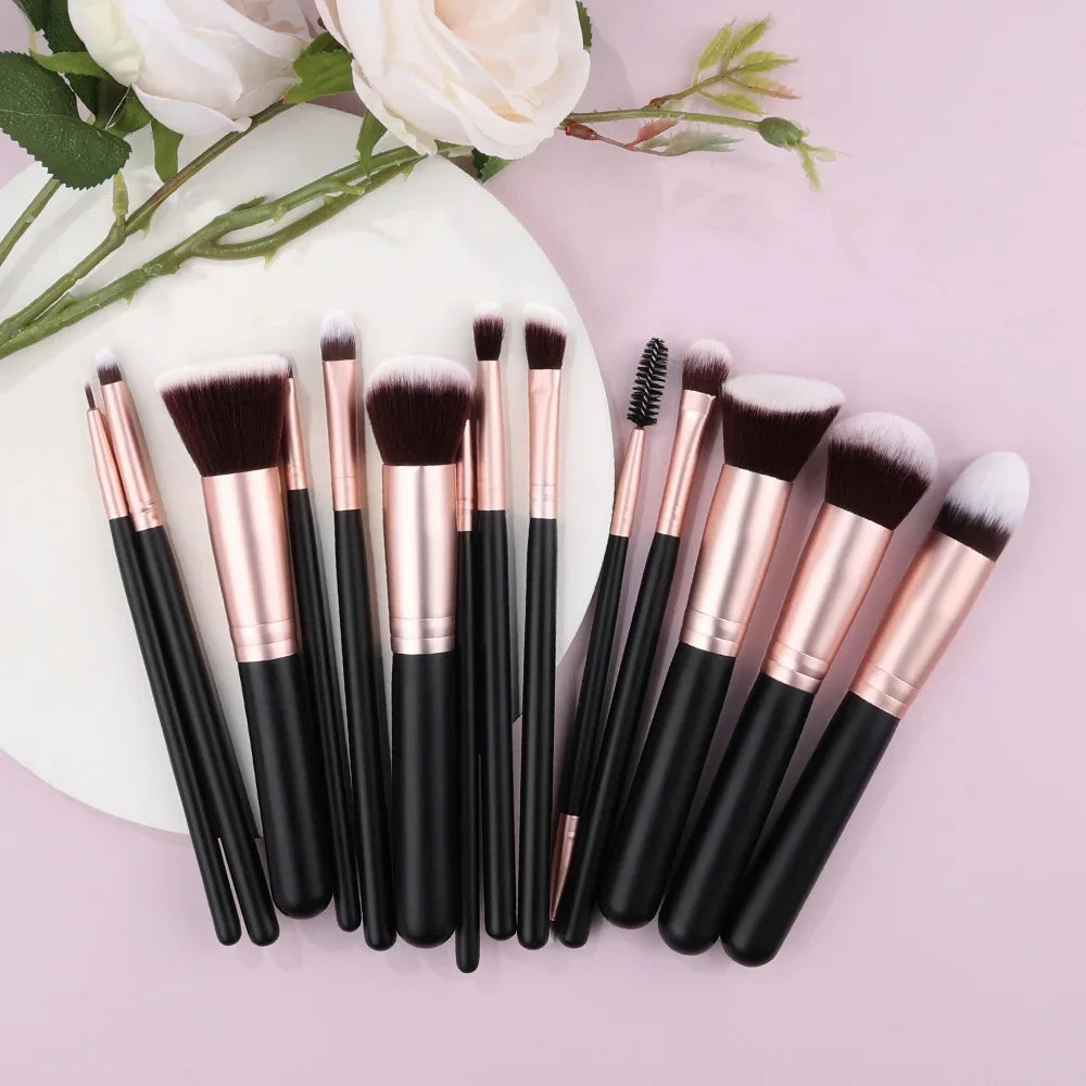 14-16pcs Makeup Brush Set for Women Super Soft Detail Brushes including Blush Foundation Concealer Eyeshadow Beauty Tools Quake AMZ-14PK