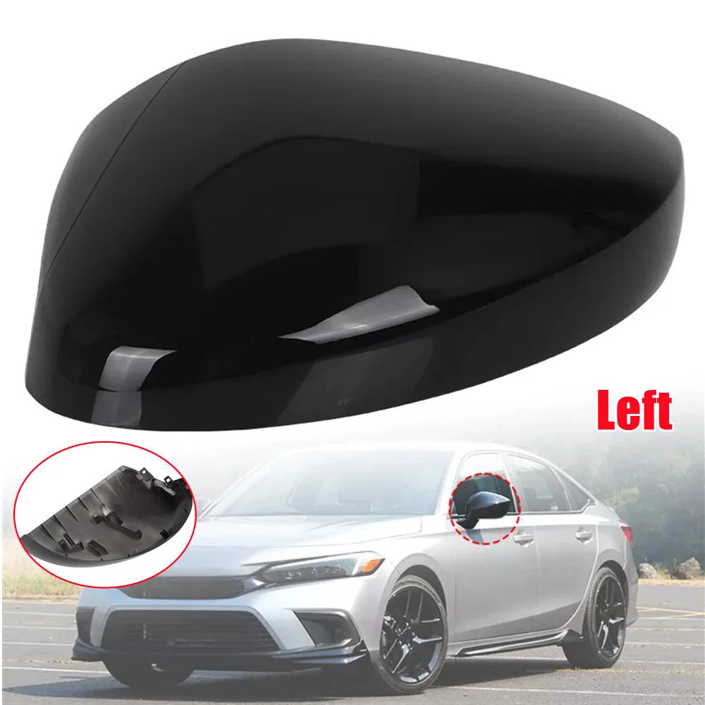 White Black Side Door Mirror Cover Caps Replacement For Honda Civic 11th Gen 2022 2023 2024 Sedan Hatchback Pair Quake 1x Black Left