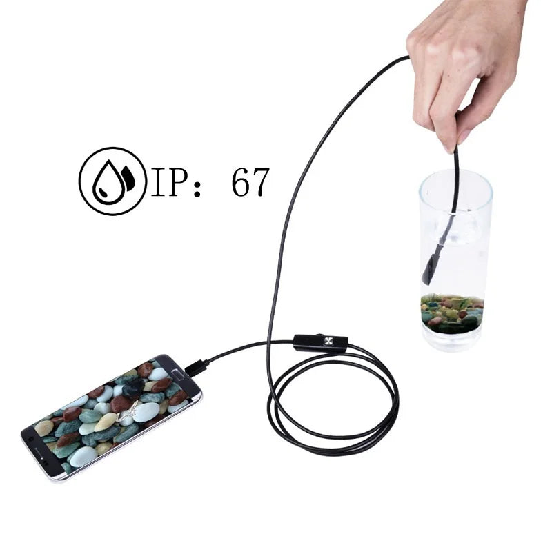 USB Endoscope for OTG Android Phone 5.5mm Borescope Inspection Snake Camera IP67 Waterproof with 6 LED Lights For Type C Quake
