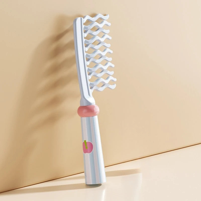 Wave Double Teeth Volumizing Curling Comb Anti-static Scalp Massage Styling Brush for Salon Hair Root Fluffy Hairstyle Quake B