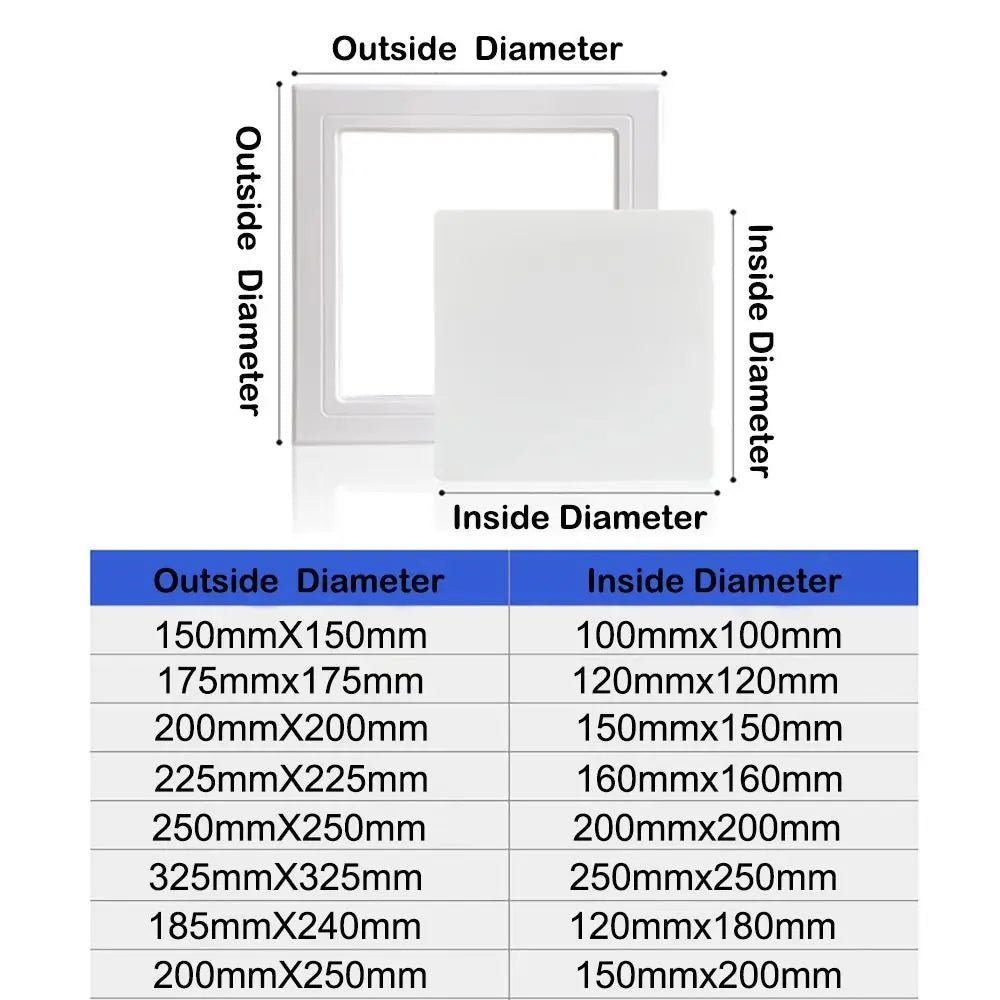 Self-adhesive Access Panel Door Plastic Removable Opening Flap Cover Plate White Hinged Access Hatch Doors Wall Ceiling Quake