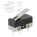 Micro Limit Switch 1A 125V Mouse Switch SPDT 3Pin Momentary Push Button Switch Without Handle/ With Handle/ With Roller Handle Quake HANDLE 100PCS
