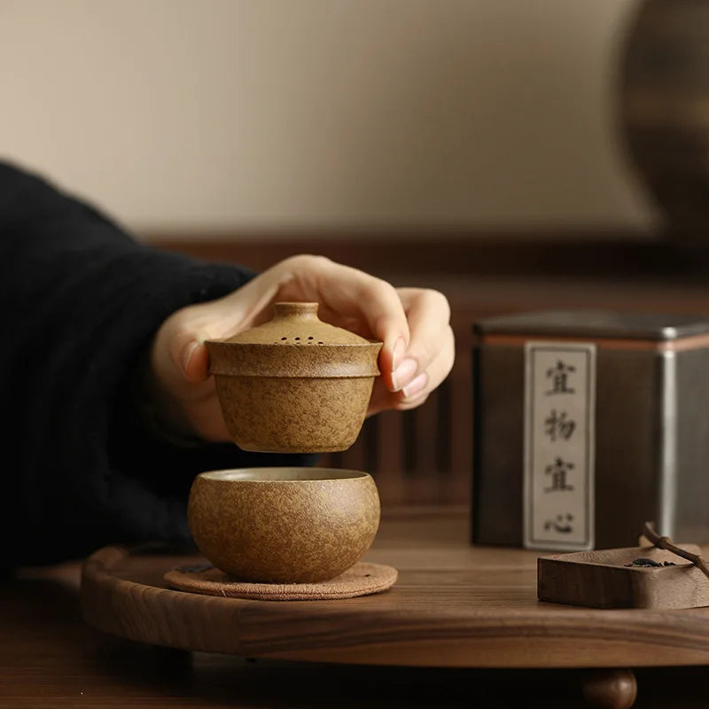 Portable teapot travel tea set for one person to drink quick cup one pot one cup outdoor camping style single kung fu tea cup Quake