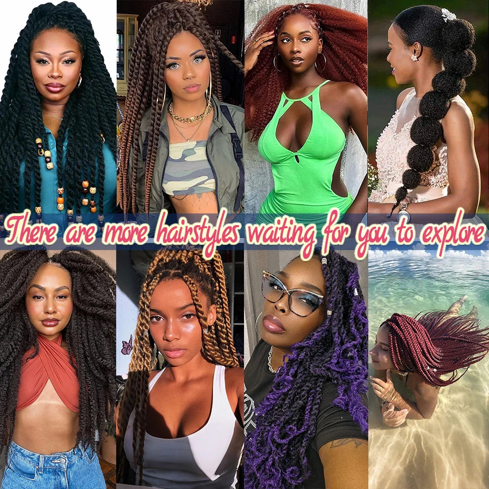 Yeaful 18 Inch Synthetic Marley Twist Braiding Hair Red Black Brown Ginger Bug Blonde #4 Pre Looped Marley Twists Crochet Hair Quake
