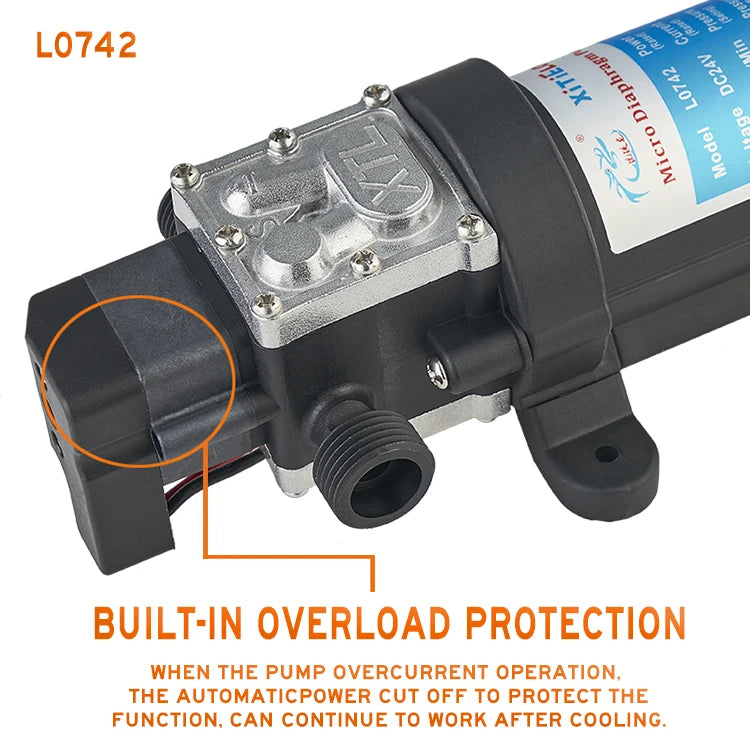 L0742YD-24-100F 24V 100W High-temperature Resistant Small Water Pump Self-priming Pump Booster Micro Electric Diaphragm Pump Quake