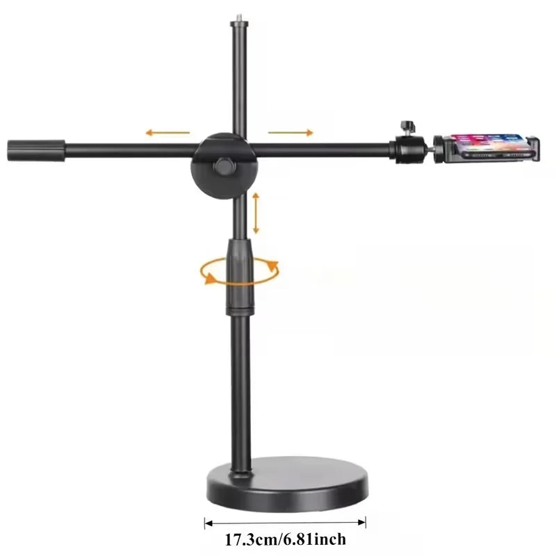 Overhead Tripod Table Tabletop Shooting Stand Tripods with Mobile Phone Holder Boom Arm for Smartphones Photography,Vlogging Quake