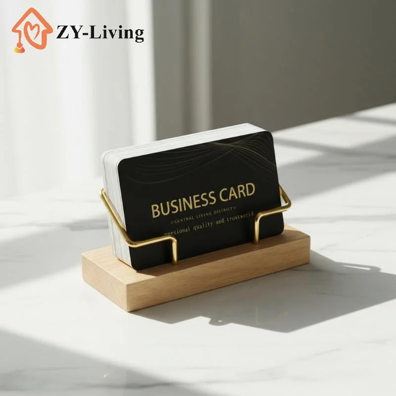 1Pcs Wooden Business Card Holder Organizer Office Desk Display Stand Tabletop Home Storage Accessories Quake