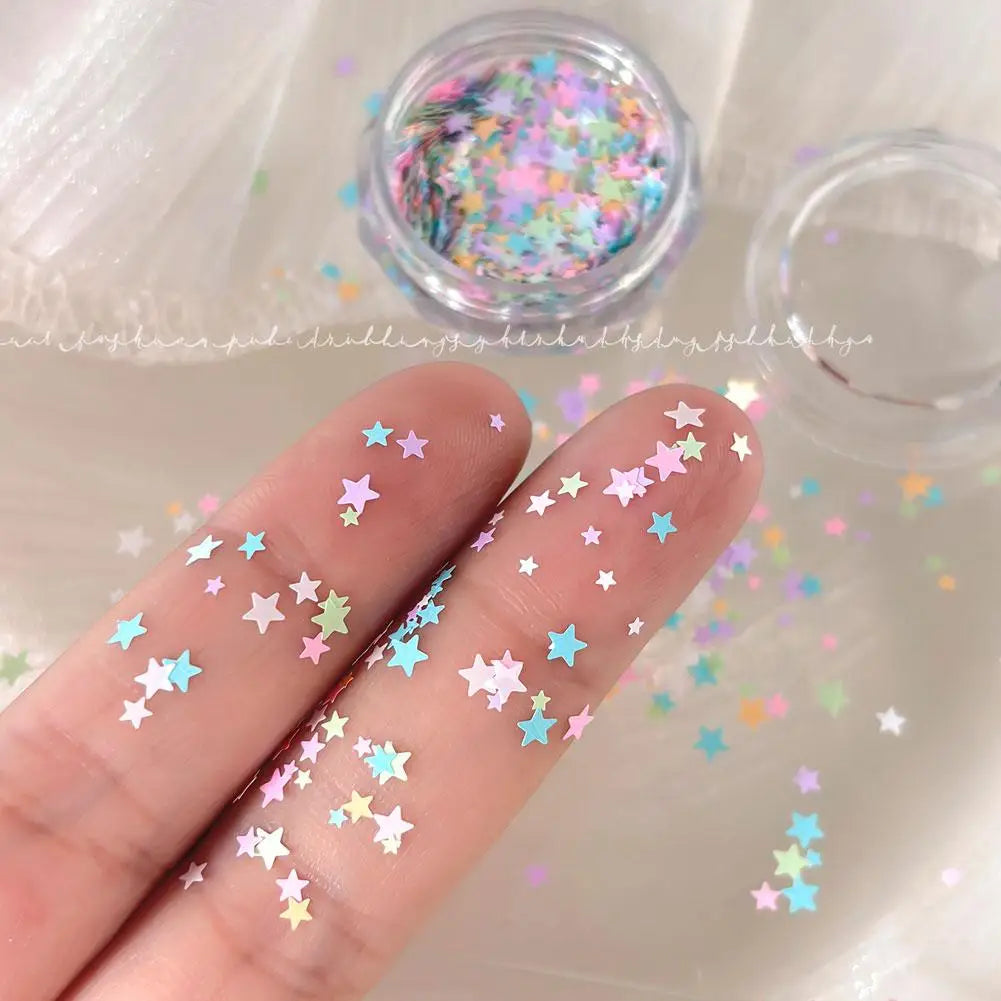 1 Box Colorful Heart Star Glitter for Nails Glitter Flakes Sparkling Diamond Sequin Nails Charms Sequins Manicure Decorations Quake