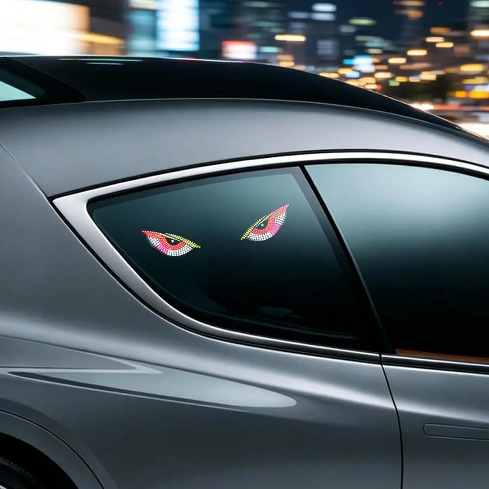 Solar Powered Car Neon Light Wireless LED Demon Eye Window Lamp Type C Rechargeable Suction Cup Interior Atmosphere Decor Quake