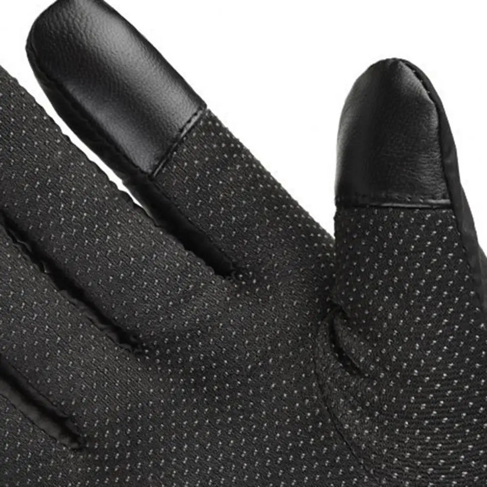 Winter Outdoor Gloves Adjustable Full Finger Thicken Plush Lining Men Women Windproof Cycling Gloves Ridding Quake