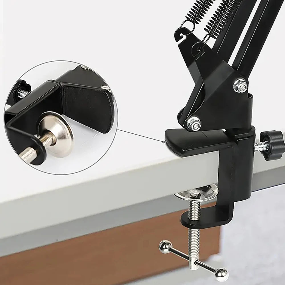Foldable Metal Extendable Microphone Stand Bracket Adjustable Suspension Boom Scissor Arm Mic Cantilever Holder With with Alloy Quake