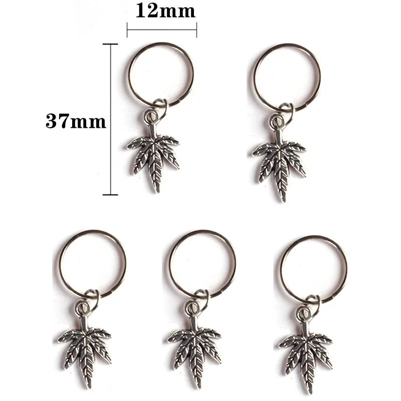 5-10pcs/set Hair Braids Tools Hair Accessories Personality DIY Pendant Coin Ring Leaves Pendant Rings Decor Braiding Hair Braids Quake 5pcs NO.3