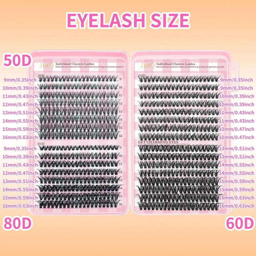 9-16mm Length False Eyelashes Natural Look Wispy Style DIY Lash Extension Kit Fluffy Clusters Volume Fans Fake Eyelash Quake 50D-60D-80D