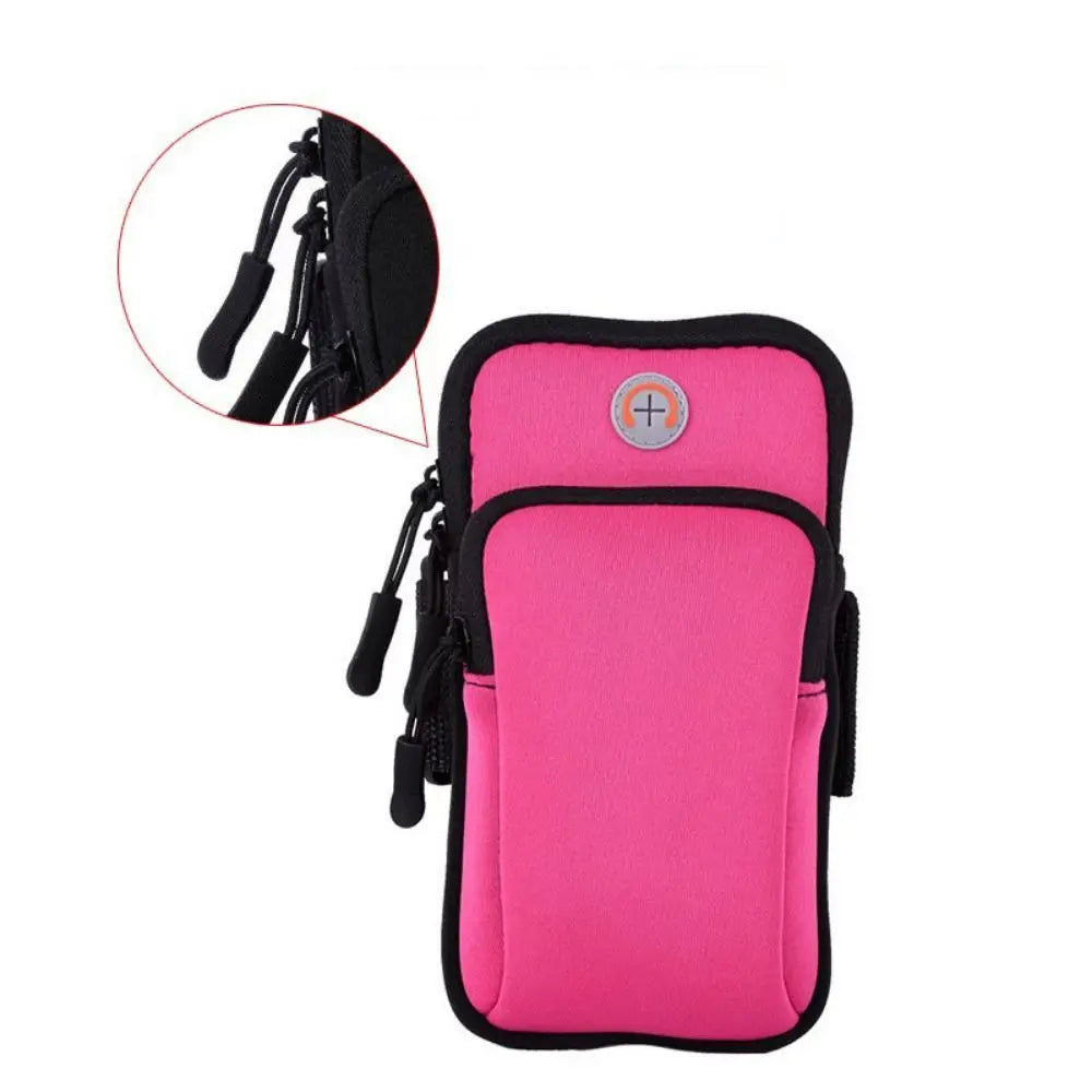 Universal Waterproof For Phone Money Keys Running Accessories Arm Bags Sports Armband Phone Case With Headset Hole Quake rose red