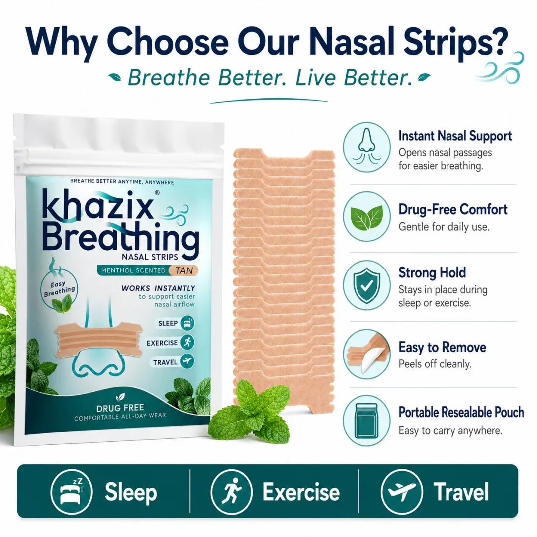 30PCS Menthol Nasal Strips for Easier Breathing, Comfortable Nose Strips for Sleep Exercise Travel Daily Use Quake