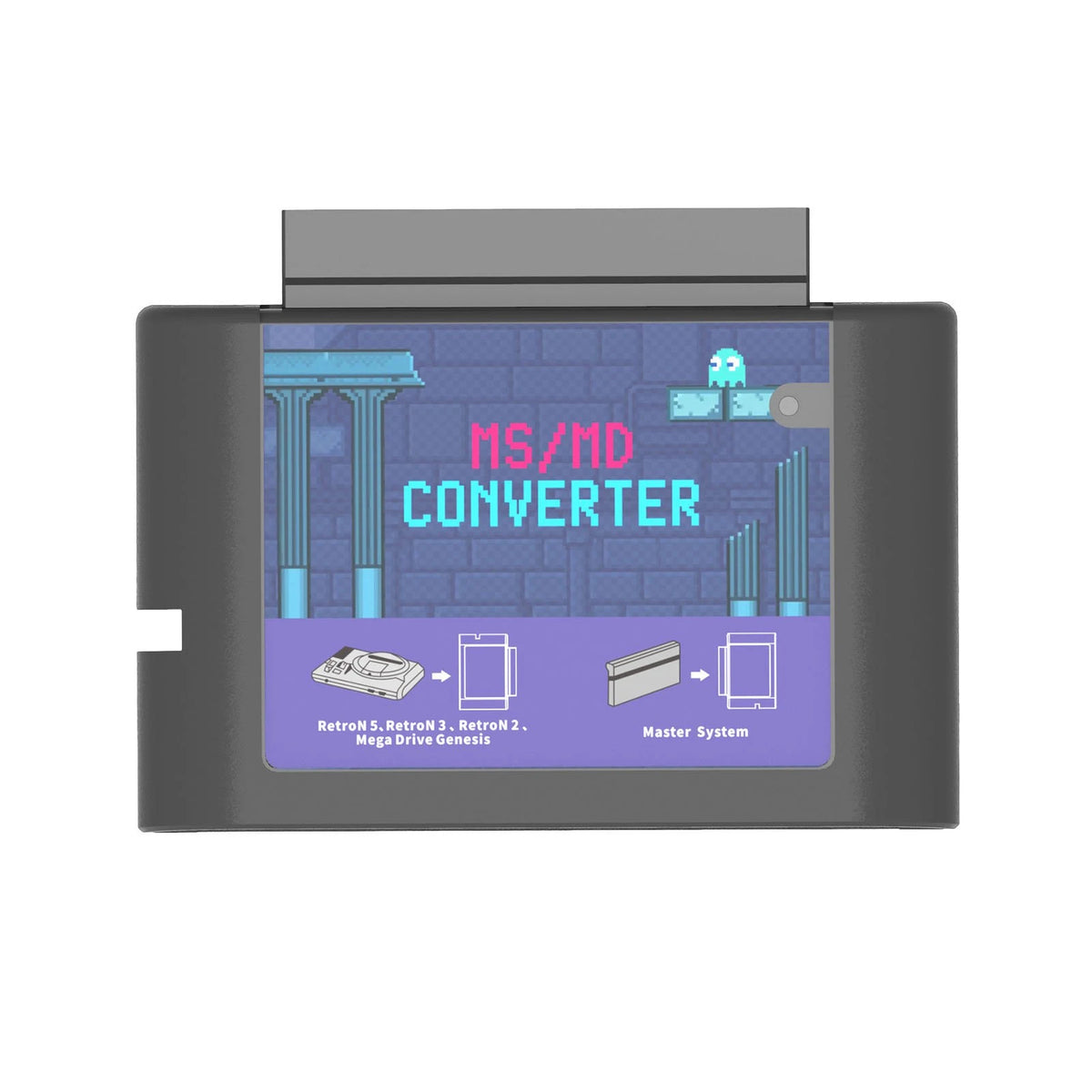 MS/MD Game Card Converter, Video Cassette Converter for Genesis Hyperdrive Master System to Megadrive Game Card Adapter Quake black