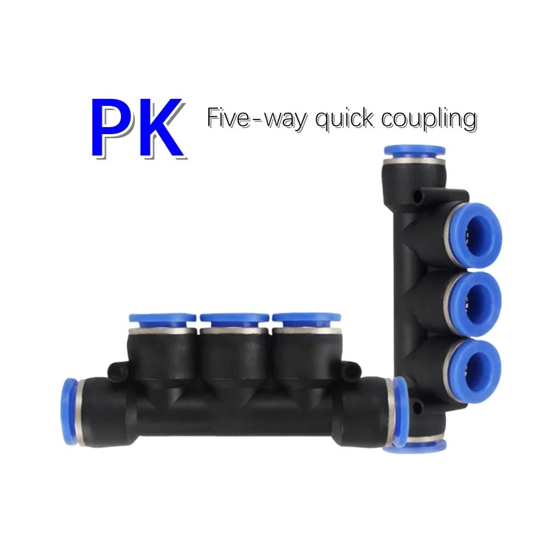 1Pcs PK Pneumatic tubing fittings: plastic push-in PK4, PK6, PK8, five-way outer diameter, PK10, PK12 Quake