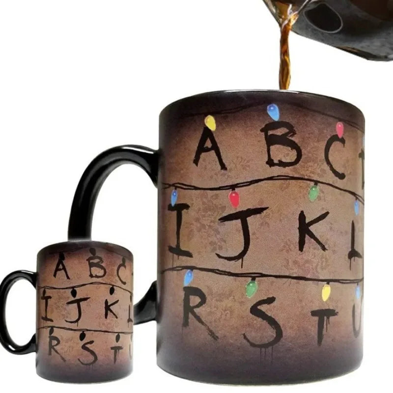Ceramic craft cup Stranger Lights 11oz Thermochromic Mug Temperature Heat Sensitive Festival Light Cup for Coffee Milk Tea Quake