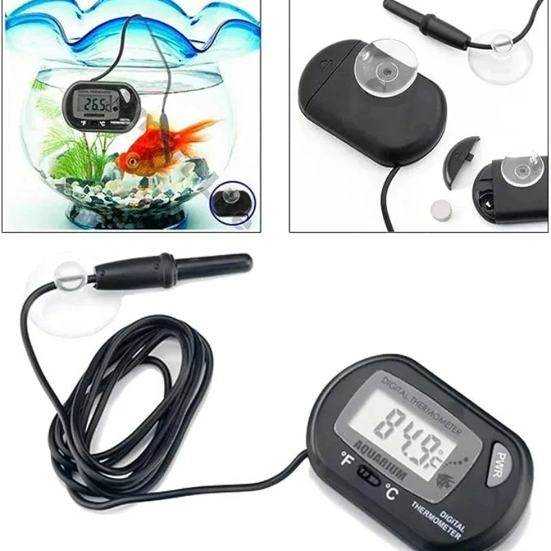 Digital Aquarium Thermometer with Probe Suction Cup Fish Tank Water Electronic Thermometer Measurement Degrees Celsius ℃ Quake