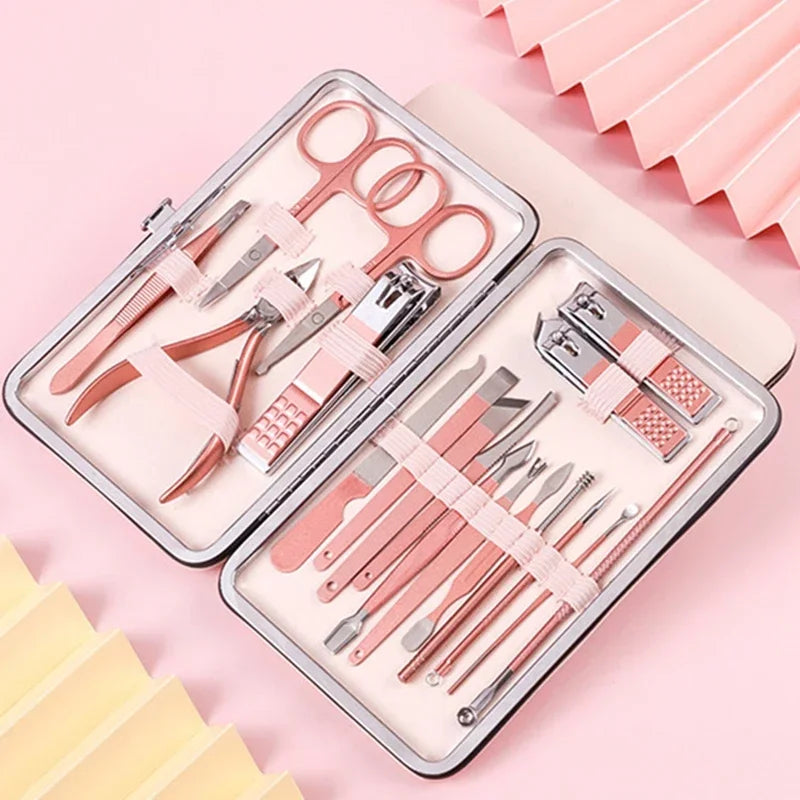 12Pcs/Box Rose Gold Stainless Steel Nail Clipper Set Nails Scissors Dead Skin Pliers Pedicure Knife Manicure Tool Quake