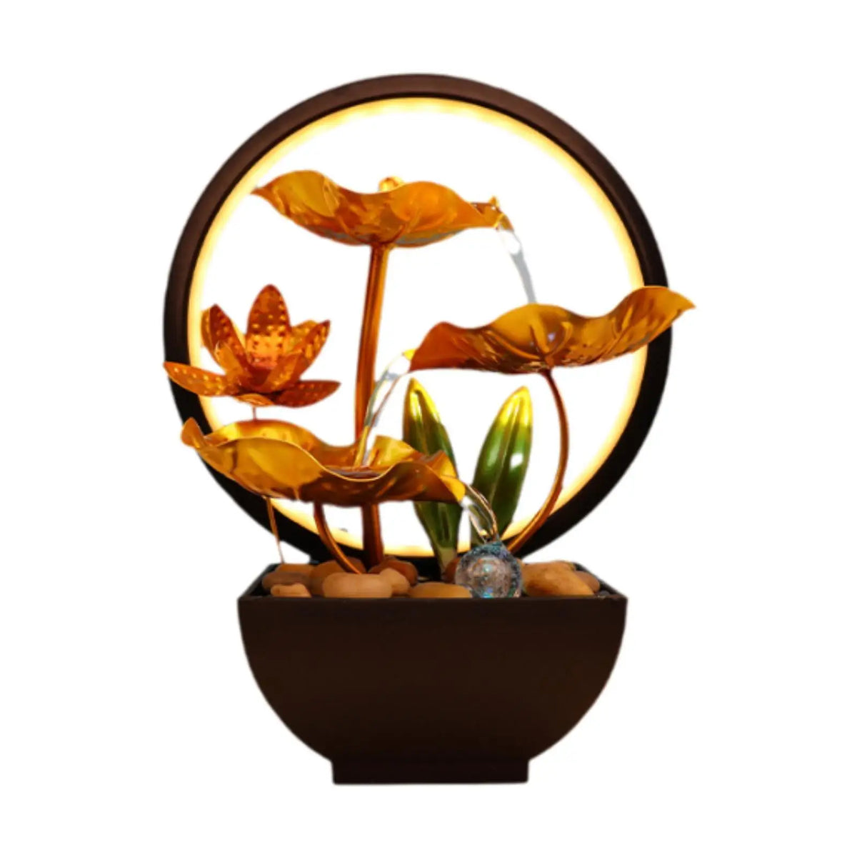 Table fountain with light figure for office, indoor, garden, bedroom Quake
