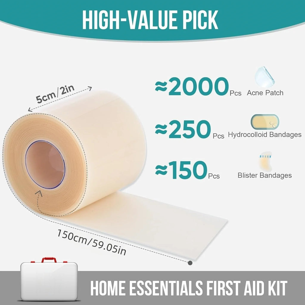 Pimple Patch Artificial Skin Wound Dressing Freely Cuttable Skin-Friendly Adhesive Keep Wound Clean 1 Roll Value Pack. Quake