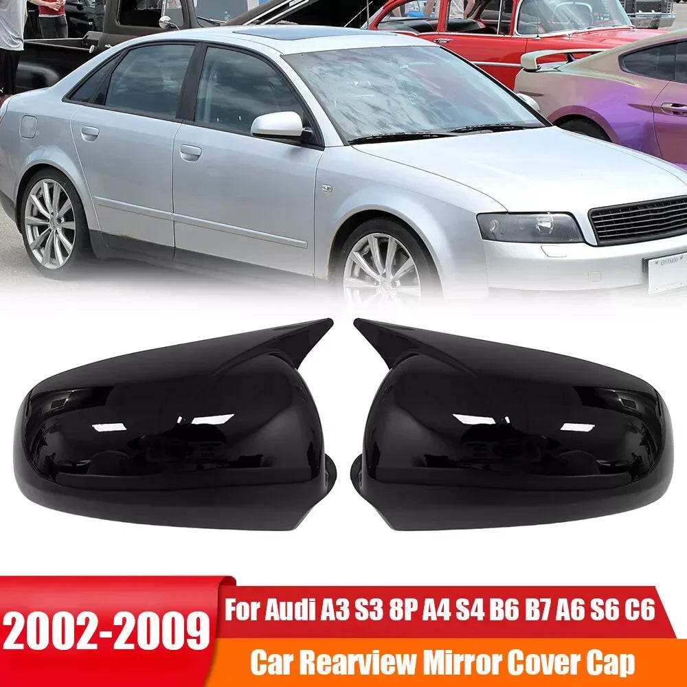 For Audi A3 S3 A4 S4 B6 A6 C6 Car Sticker Rearview Side Mirror Cover Wing Cap Exterior Door Rear View Case Trim Carbon Fiber Quake