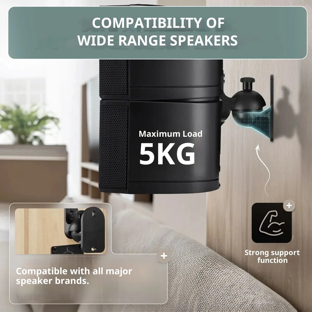 2pcs Adjustable Wall Mount Speaker Brackets,Swivel & Tilt for Sound Positioning for Home Theater,Bookshelf Systems,Boat Speakers Quake